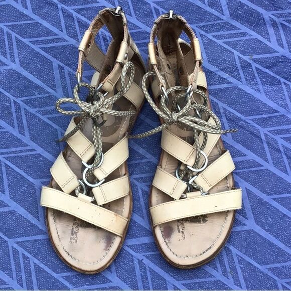 Sorel ELLA Tan Leather Gladiator Flat Sandals - Picture 2 of 13